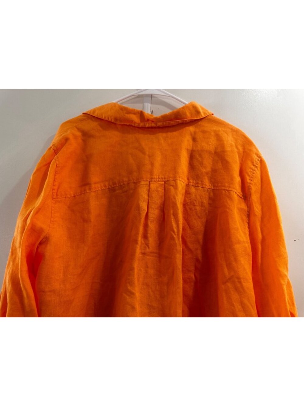 Chicos 100% Linen Button Down Shirt Tunic Womens 2XL 4 Orange Lagenlook Coastal - Picture 11 of 15